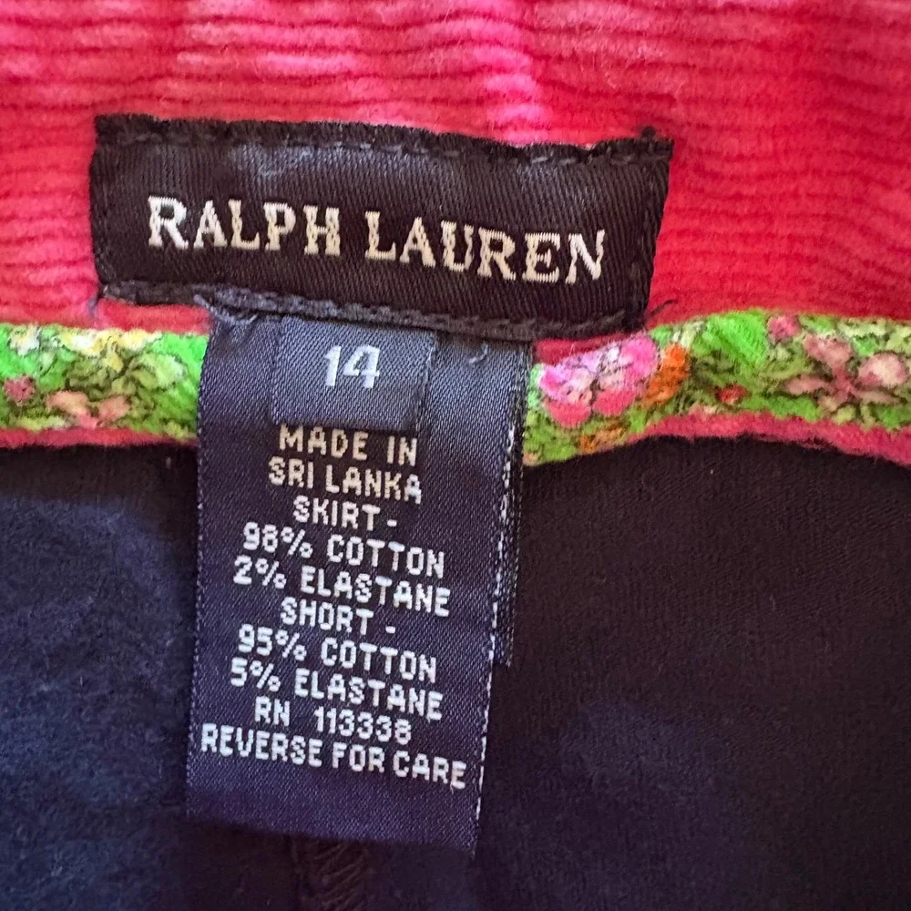 Ralph Lauren Hot Pink Corduroy‎ Skort Girls Size 14 Mini Skirt Shorts Pony Logo